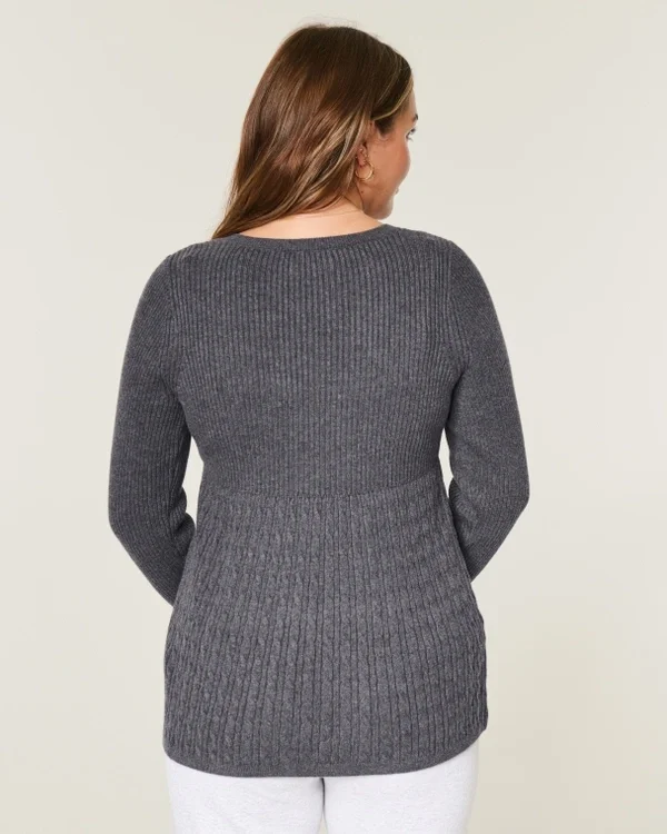 Babydoll de manga larga y cuello cuadrado Babydoll de manga larga y cuello cuadrado