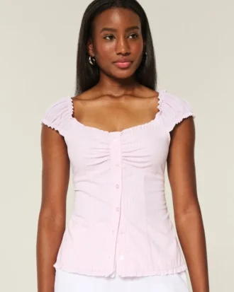 Blusa de popelín con hombros descubiertos