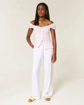 Blusa de popelín con hombros descubiertos