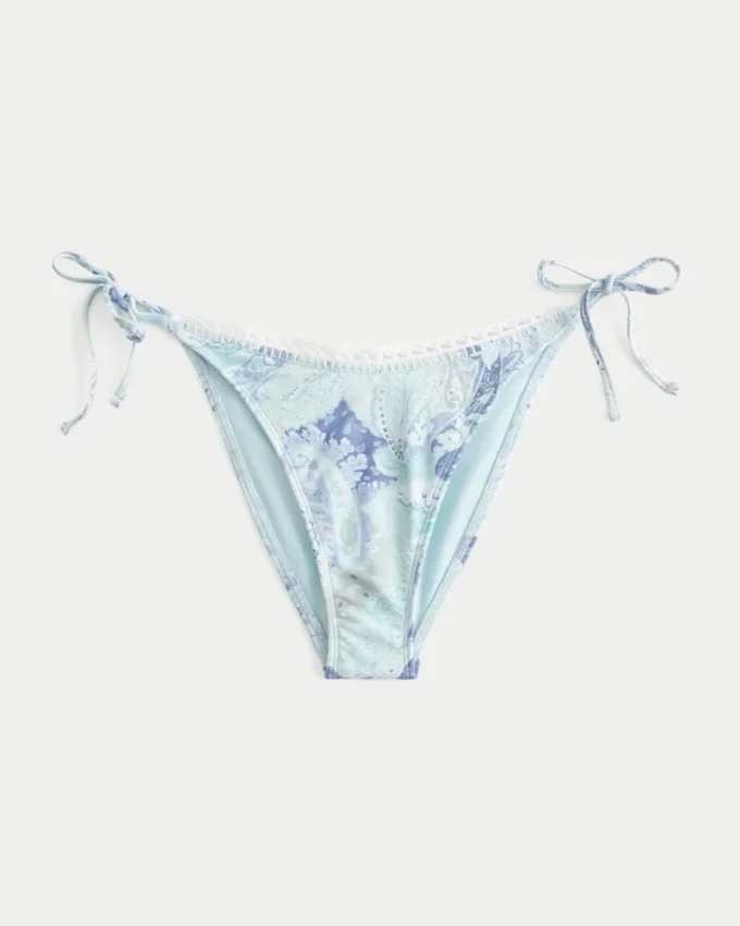 Braguita de bikini atrevida con ribete de estilo croché y lazo lateral