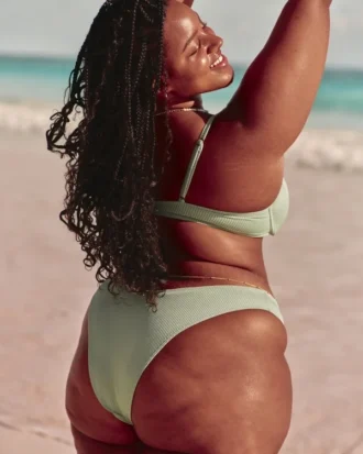 Braguita de bikini Cheekiest de pierna alta con ribete