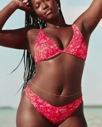 Braguita de bikini Cheekiest de pierna alta con ribete