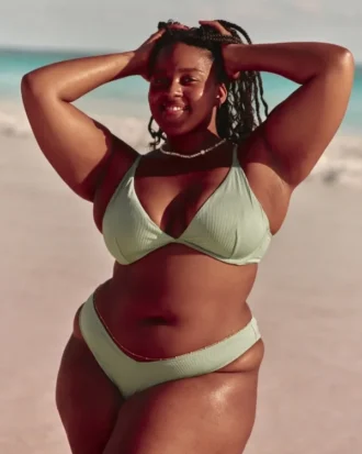 Braguita de bikini Cheekiest de pierna alta con ribete