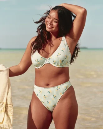 Braguita de bikini Cheekiest de pierna alta con ribete