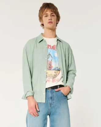 Camisa con botones de mezcla de lino