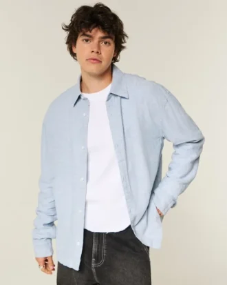 Camisa con botones de mezcla de lino