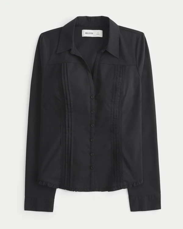 Camisa con encaje y botones Camisa con encaje y botones