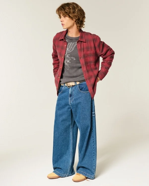 Camisa de franela con forro térmico y corte cuadrado Camisa de franela con forro térmico y corte cuadrado