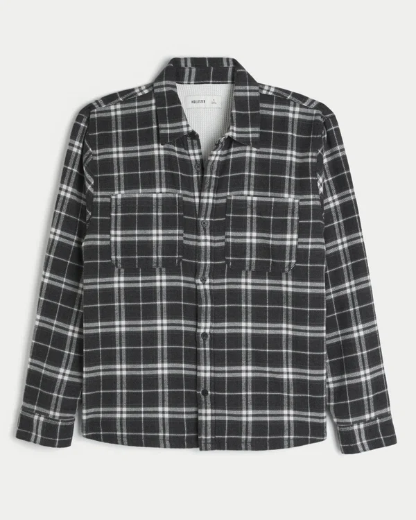 Camisa de franela con forro térmico y corte cuadrado Camisa de franela con forro térmico y corte cuadrado