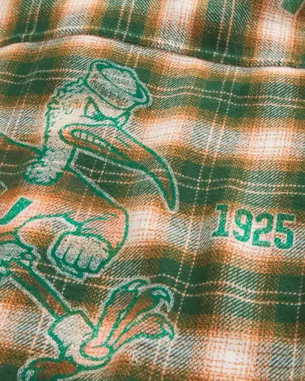 Camisa de franela con gráfico de los Hurricanes de la Universidad de Miami Camisa de franela con gráfico de los Hurricanes de la Universidad de Miami