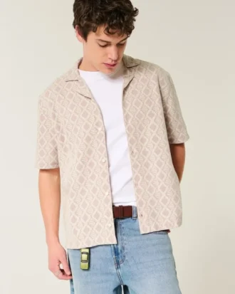 Camisa de manga corta con estilo de croché