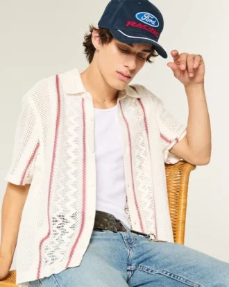 Camisa de manga corta con estilo de croché