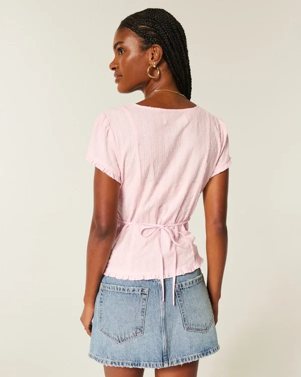 Camisa de manga corta con textura de popelín elástico Camisa de manga corta con textura de popelín elástico