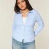Camisa elástica de popelín con botones Camisa elástica de popelín con botones
