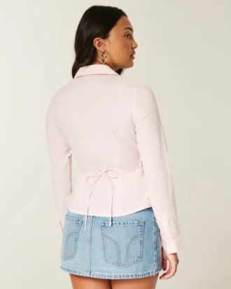 Camisa elástica de popelín con botones