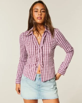 Camisa elástica de popelín estilo esmoquin