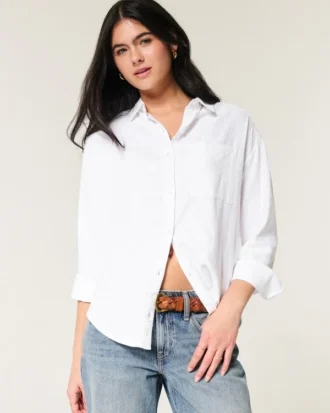 Camisa oversize de mezcla de lino