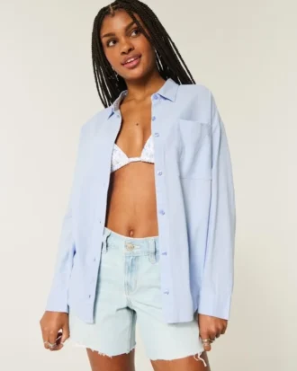 Camisa oversize de mezcla de lino