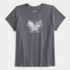 Camiseta con estampado de mariposa que se adapta fácilmente al cuerpo Camiseta con estampado de mariposa que se adapta fácilmente al cuerpo