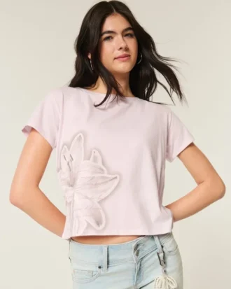 Camiseta con estampado floral y lazo fácil de atar