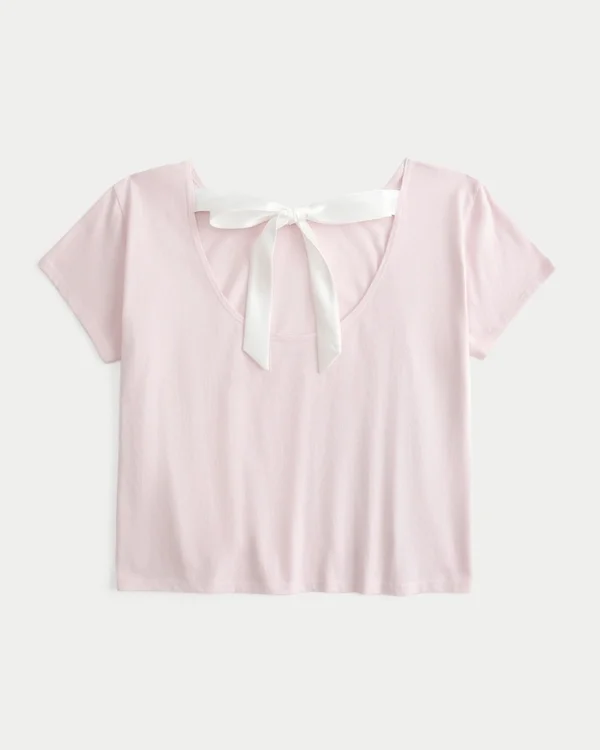 Camiseta con estampado floral y lazo fácil de atar Camiseta con estampado floral y lazo fácil de atar