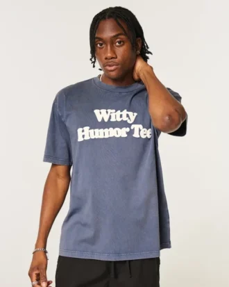 Camiseta con estampado humorístico y corte cuadrado