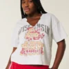 Camiseta con estampado y cuello en V de los Wisconsin Badgers