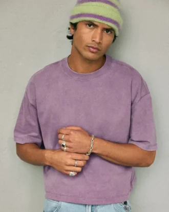 Camiseta corta y holgada de tejido grueso lavado