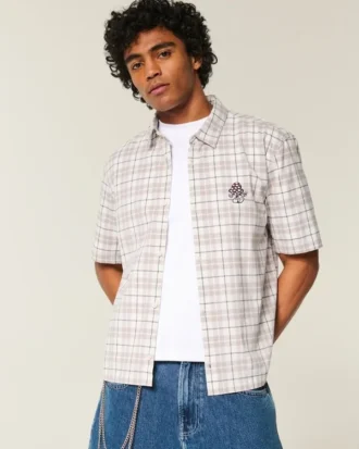 Camiseta cuadrada de manga corta con estampado de setas