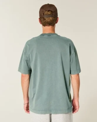Camiseta de algodón lavado grueso y corte cuadrado