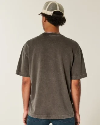 Camiseta de algodón lavado grueso y corte cuadrado