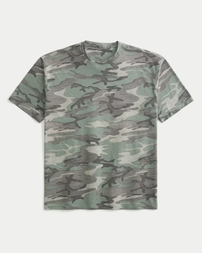 Camiseta de cuello redondo con efecto flameado