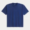 Camiseta de cuello redondo lavada, gruesa y holgada Camiseta de cuello redondo lavada, gruesa y holgada