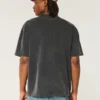 Camiseta de cuello redondo lavada, gruesa y holgada Camiseta de cuello redondo lavada, gruesa y holgada