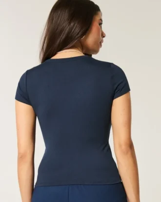 Camiseta de cuello redondo para bebé de tejido elástico suave sin costuras