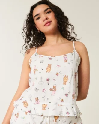 Camiseta de dormir con volantes de seersucker Camiseta de dormir con volantes de seersucker