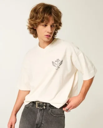 Camiseta de fútbol con gráfico de Los Ángeles, oversize y de peso pesado Camiseta de fútbol con gráfico de Los Ángeles, oversize y de peso pesado