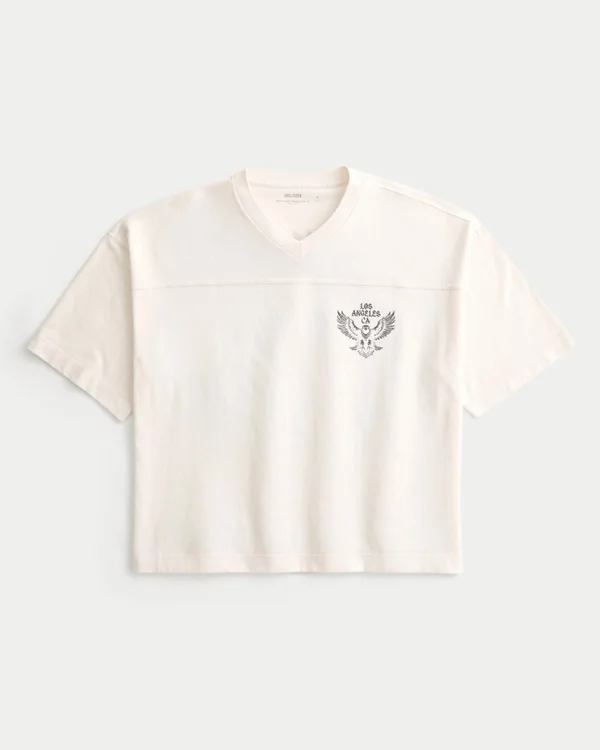 Camiseta de fútbol con gráfico de Los Ángeles, oversize y de peso pesado Camiseta de fútbol con gráfico de Los Ángeles, oversize y de peso pesado