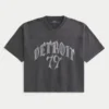 Camiseta de fútbol con gráfico Detroit, oversize y de peso pesado Camiseta de fútbol con gráfico Detroit, oversize y de peso pesado