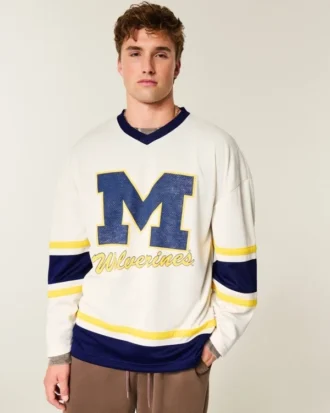 Camiseta de hockey con estampado de los Wolverines de la Universidad de Michigan Camiseta de hockey con estampado de los Wolverines de la Universidad de Michigan