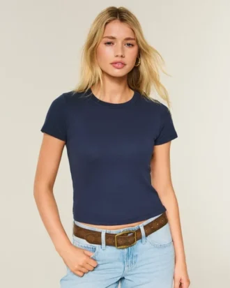 Camiseta de manga corta con cuello redondo para bebé