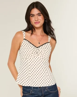 Camiseta de tirantes de gasa con ribete de encaje
