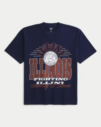 Camiseta gráfica Boxy de la Universidad de Illinois