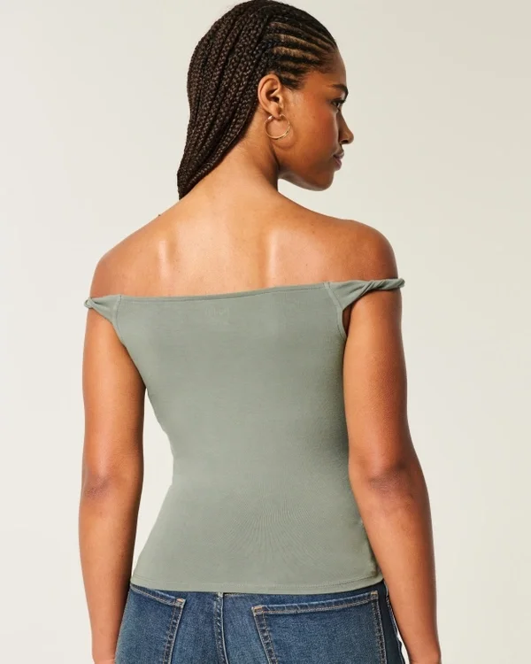 Camiseta gráfica con hombros descubiertos y estampado de Nueva York Camiseta gráfica con hombros descubiertos y estampado de Nueva York