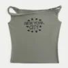 Camiseta gráfica con hombros descubiertos y estampado de Nueva York Camiseta gráfica con hombros descubiertos y estampado de Nueva York