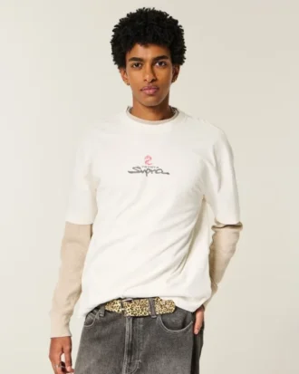 Camiseta gráfica Toyota Supra de corte cuadrado y tejido grueso