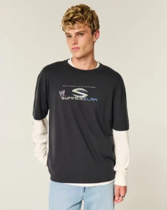 Camiseta gráfica WWE SummerSlam de corte cuadrado Camiseta gráfica WWE SummerSlam de corte cuadrado