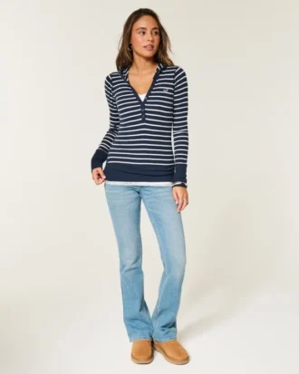 Camiseta Henley de manga larga con capucha