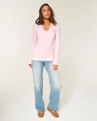 Camiseta Henley de manga larga con capucha