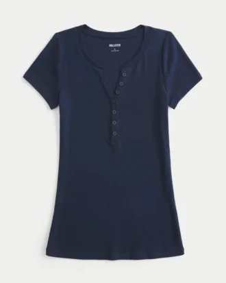 Camiseta Henley Y2K de manga corta